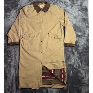 L.L. Bean Womens Aztec Lined Canvas Chore Duster Coat Long Sleeve Size Large Pet